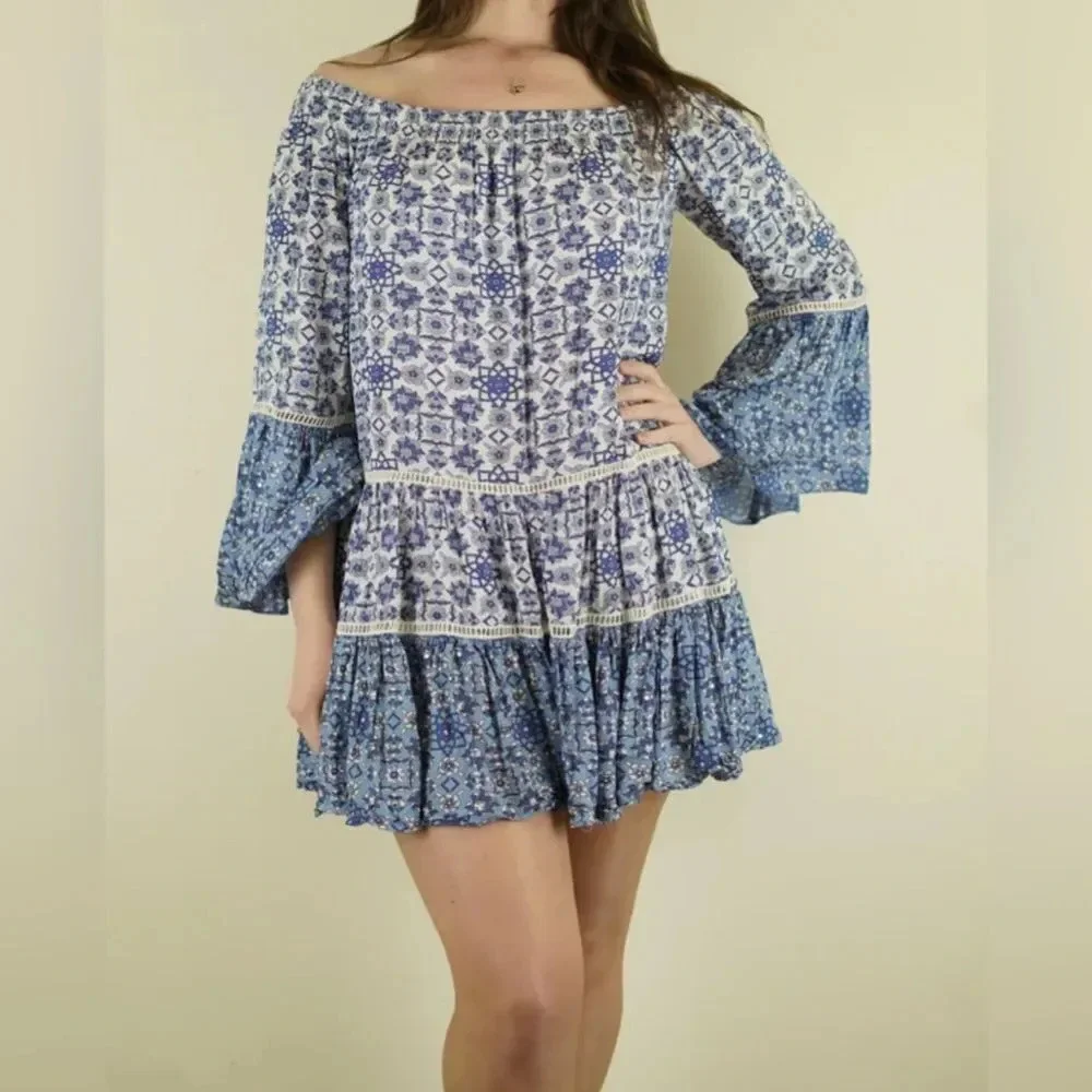 MISS JUNE BLUE FLORAL MINI DRESS